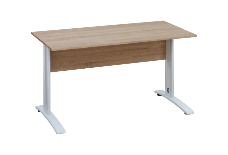 EPK 17 - 14 stůl kancelářský, kovová podnož bílá, deska 18 mm, široký 1400 mm, dub bardolino